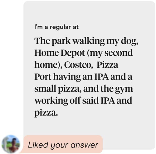 I'm a regular at Hinge prompt answer