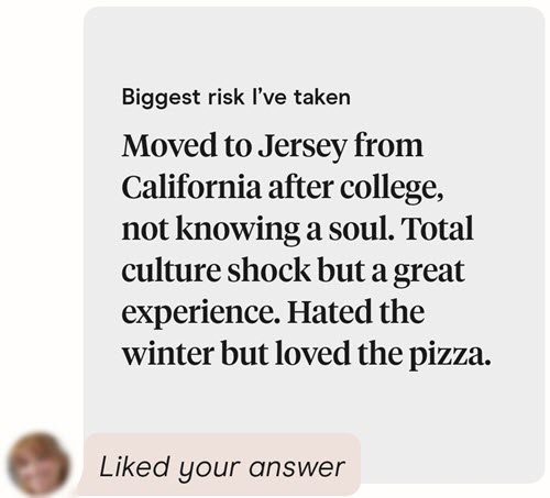 How to answer Biggest Risk I've Taken on Hinge?