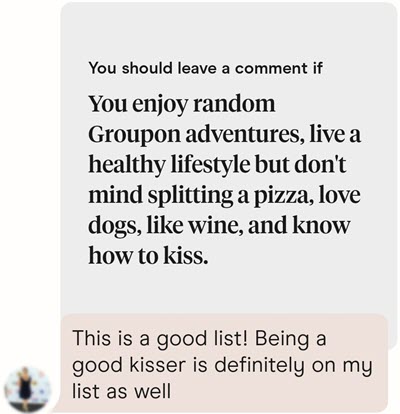 How to answer "You should leave a comment if" prompt on Hinge.