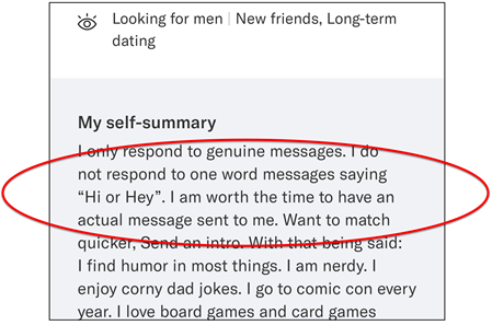 Avoid sending low-effort intros to women on OkCupid.