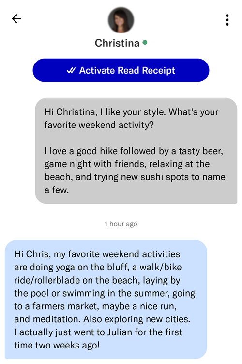 Get responses on OkCupid by asking women their favorite weekend activities.