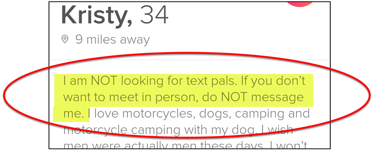 Women aren't looking for penpals on Tinder.