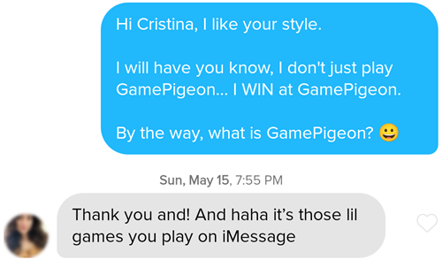 Using humor in your icebreaker on Tinder can start conversations.