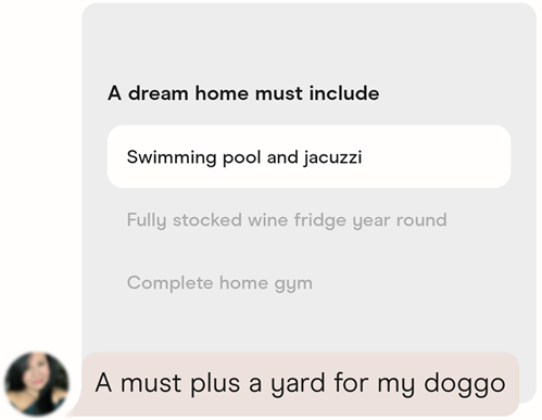 How to answer the Dream Home poll prompt on Hinge.