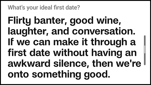 How to answer "What's your ideal first date" on Badoo.