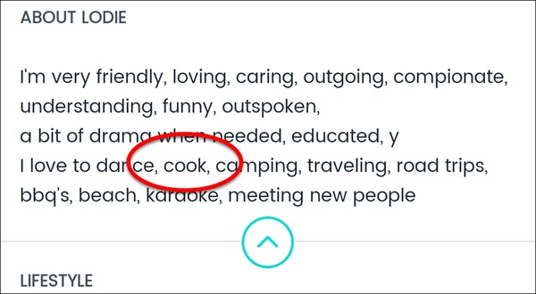 What should I look for on a woman's profile to start a conversation?