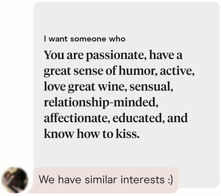 Never hesitate sharing what you want in a partner on dating apps.
